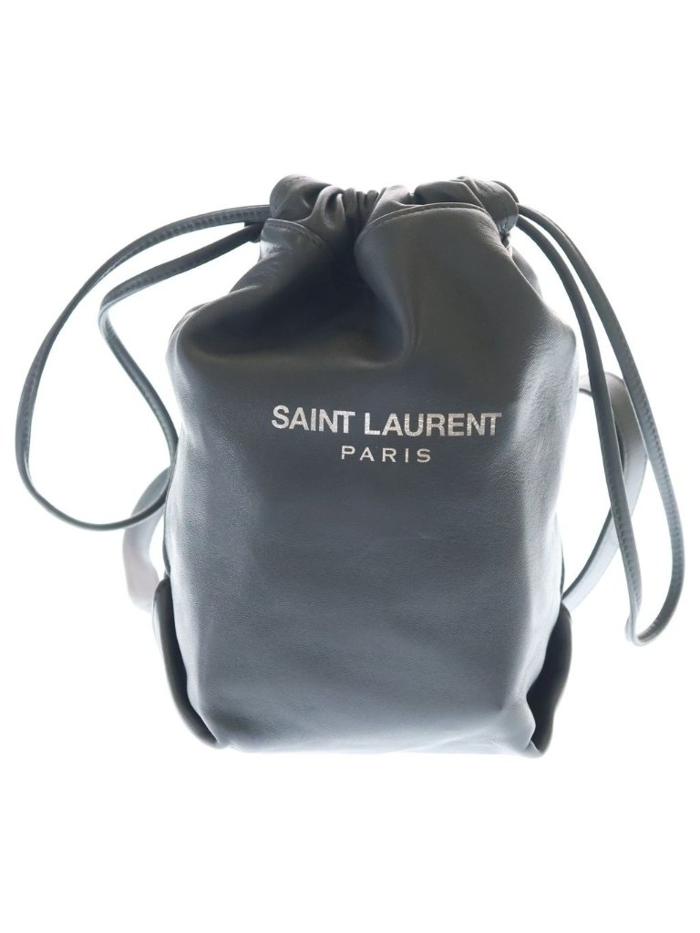 Saint Laurent Paris Teddy Small Leather Chain Shoulder Bag Drawstring Gray